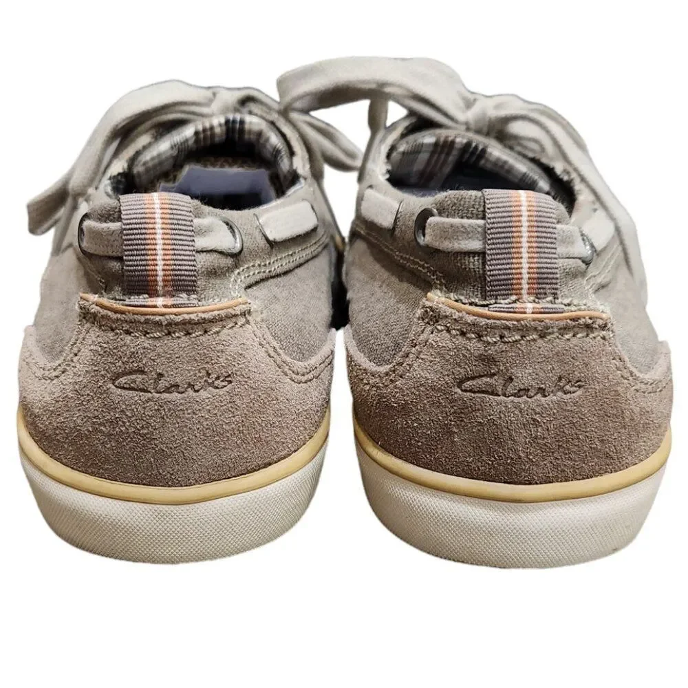 Clarks Deck Boat Slip On Loafers Gray Fabric Square Lace Up Size UK 8G